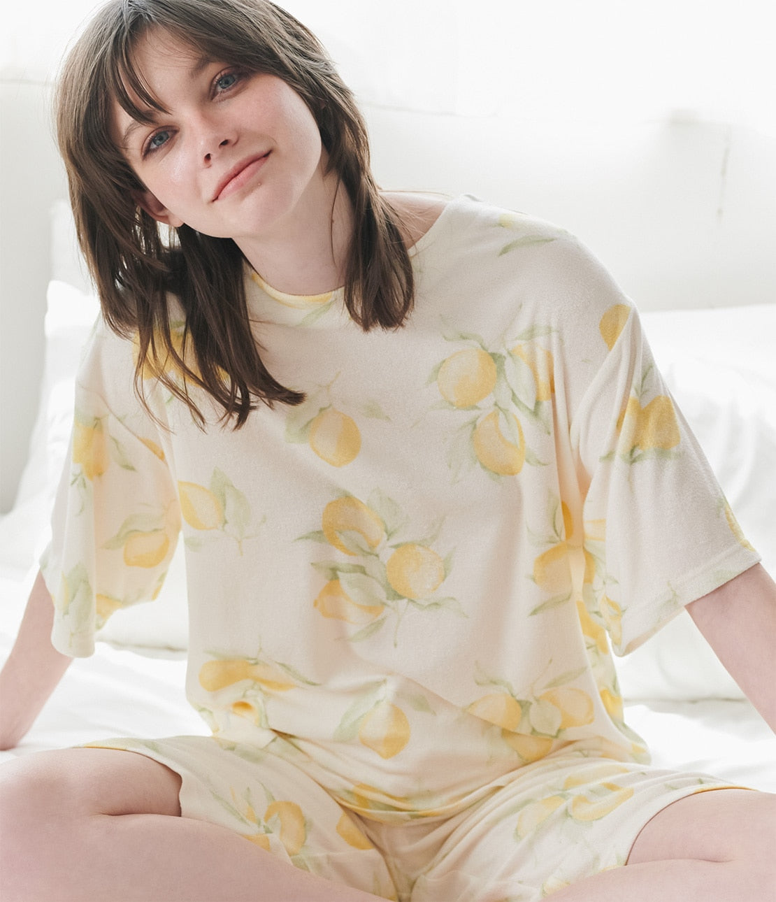 Cool Touch Pile Pajama Set | Refreshing Summer Loungewear in Stripe & Lemon