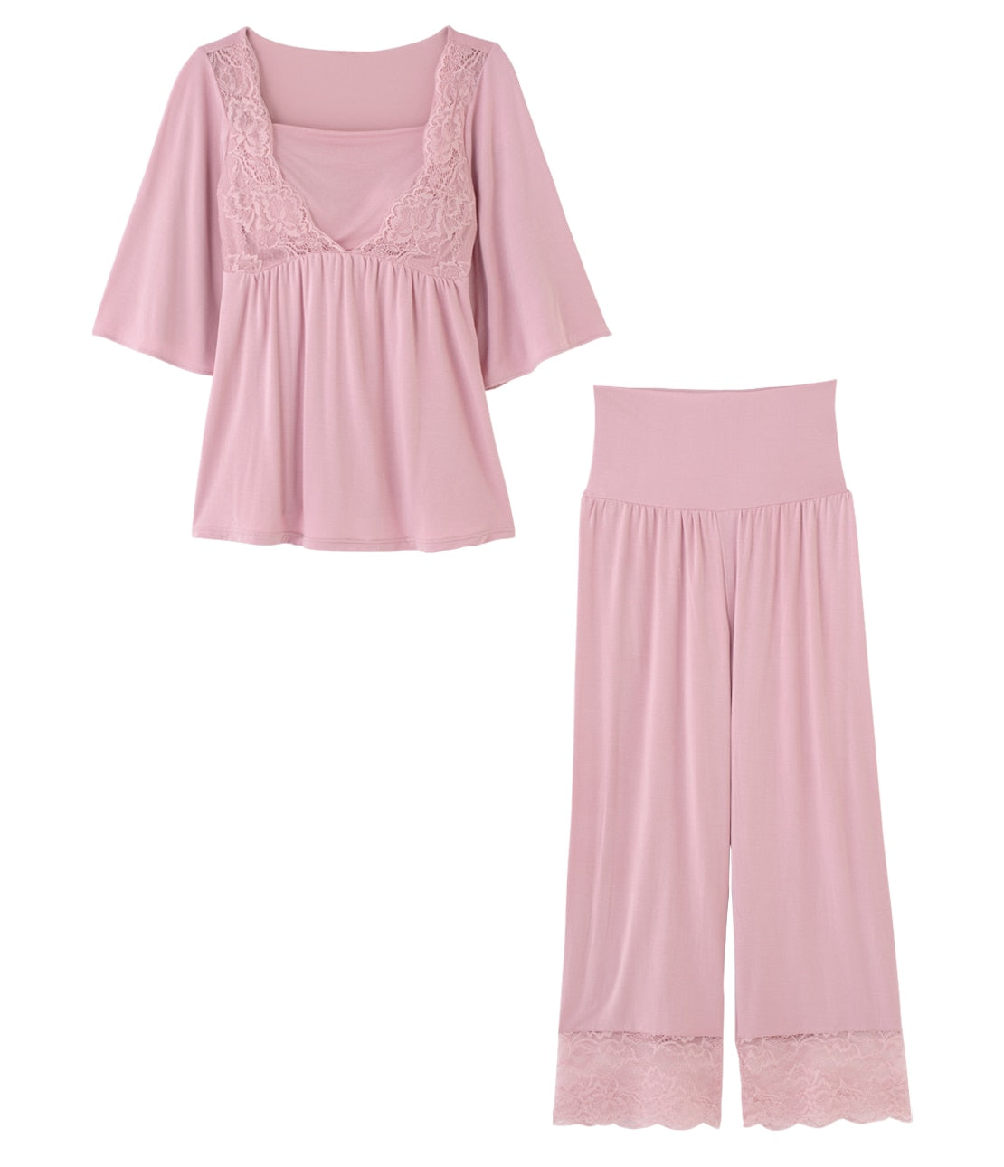 Night Bra Built-in HARA-Maki Pajamas  Bust-Support Sleepwear with Elegant Lace Design