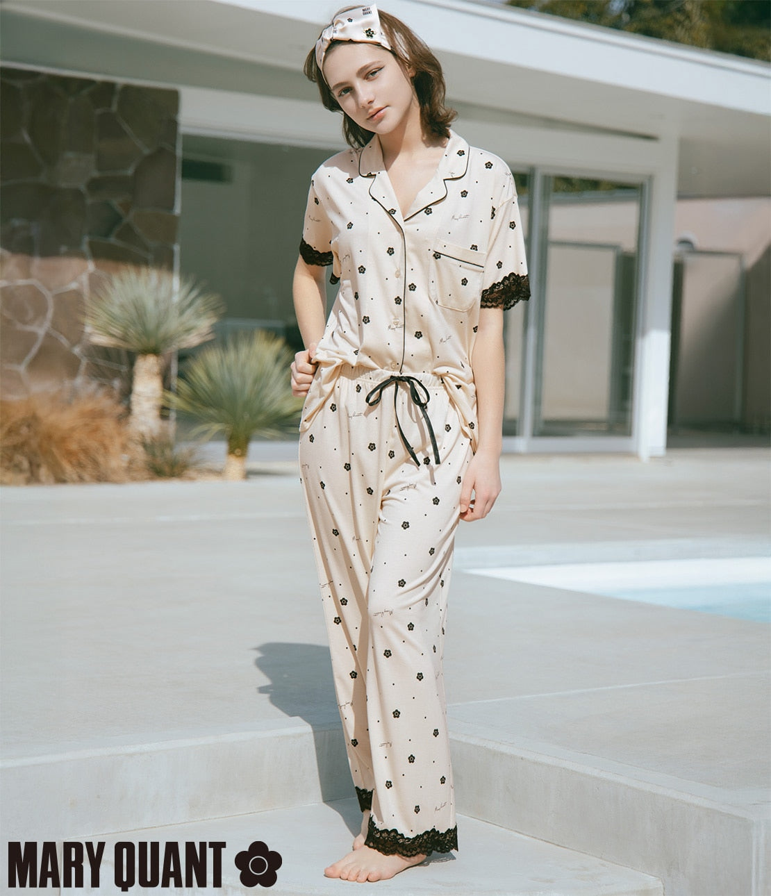 MARY QUANT Collaboration Daisy Lace Shirt Pajama | Elegant Cut & Sew Loungewear