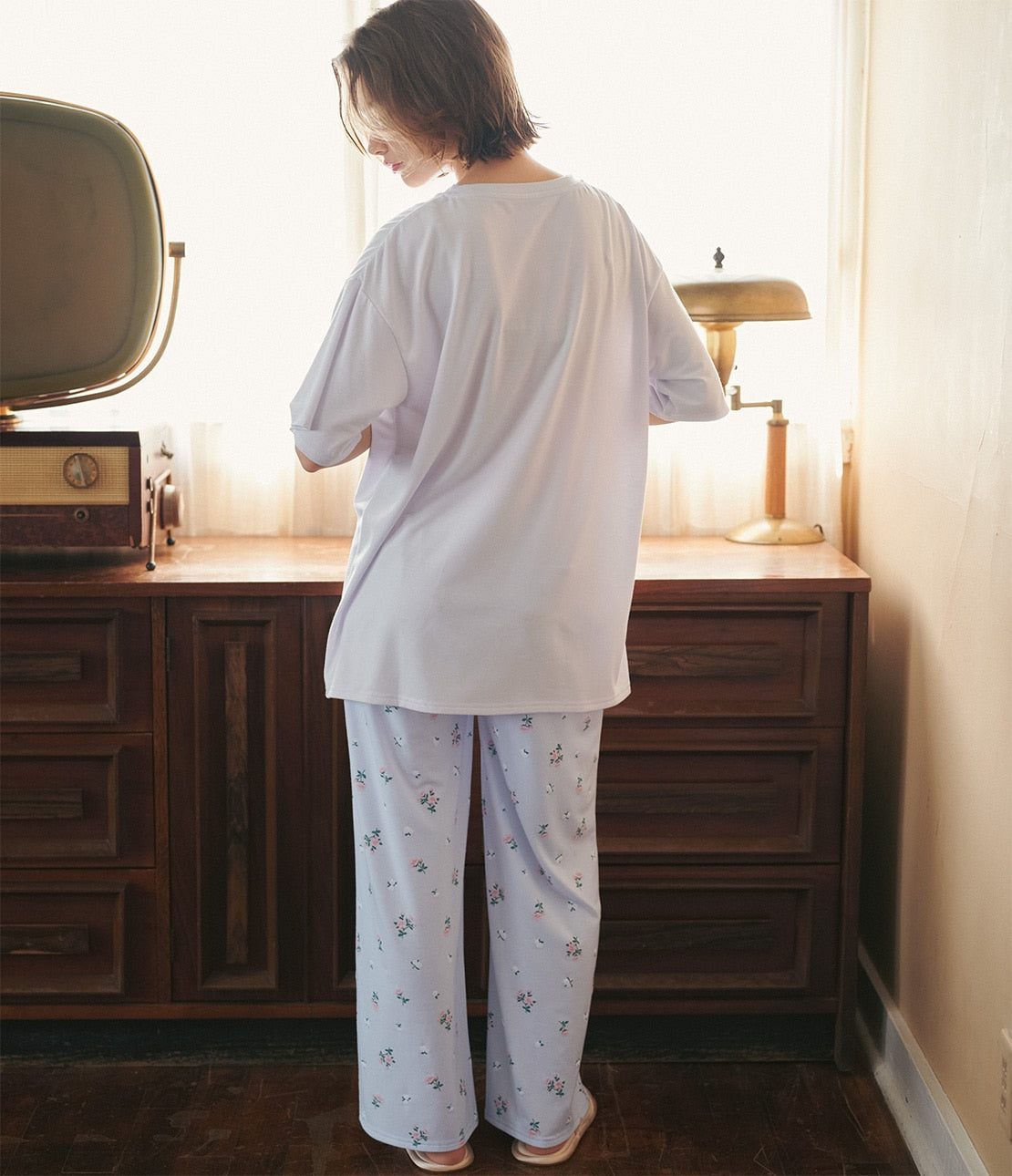 Printed T-Shirt Pajama Set | Soft Stretch Jersey with Cute Logo & All-Over Print