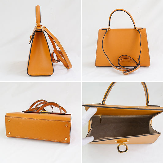 CARBOTTI ELENA 243 Honey Leather Tote – Structured 2-Way Handbag with Adjustable Strap