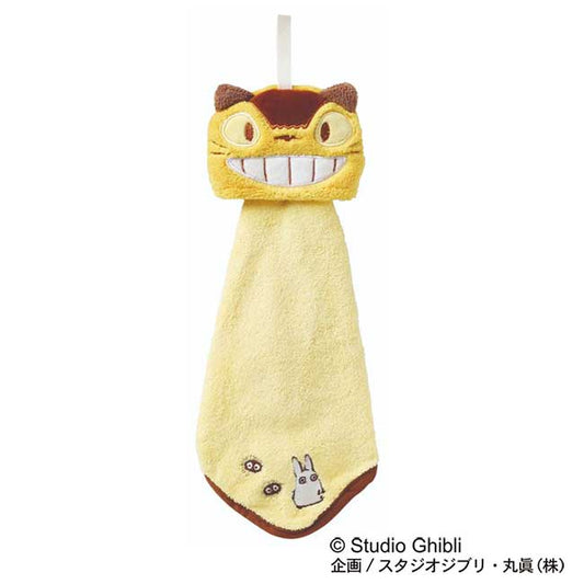 Official My Neighbor Totoro Catbus Face Microfiber Loop Towel - Compact Antibacterial (25×25cm) with Hanging Loop