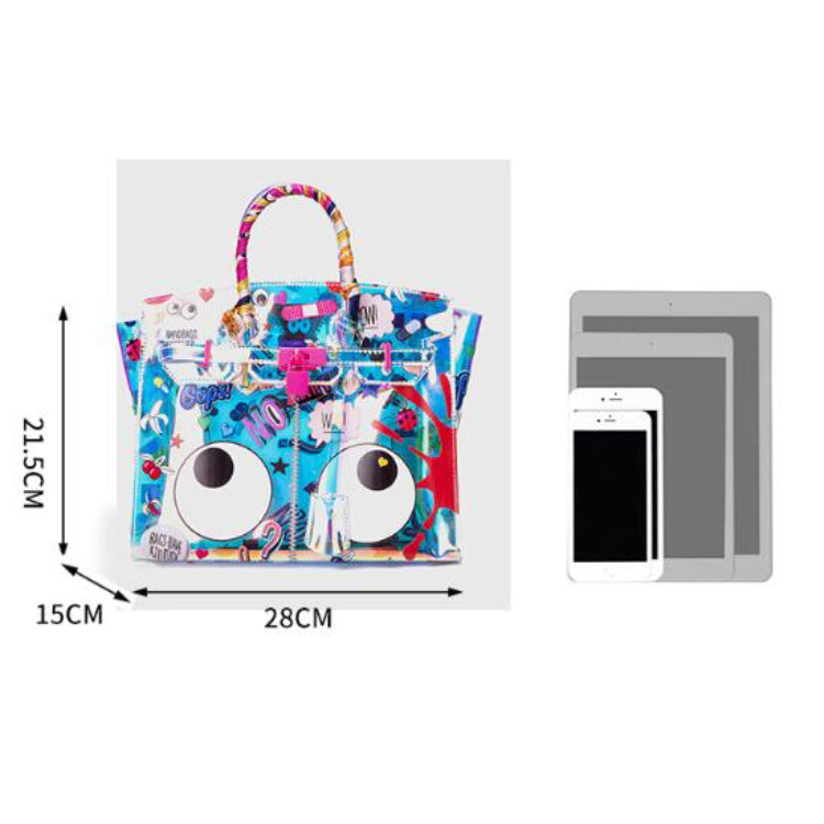EYE THEME Clear Tote Bag with Inner Pouch - Bold Eye Motif Design (Includes Shoulder Strap)