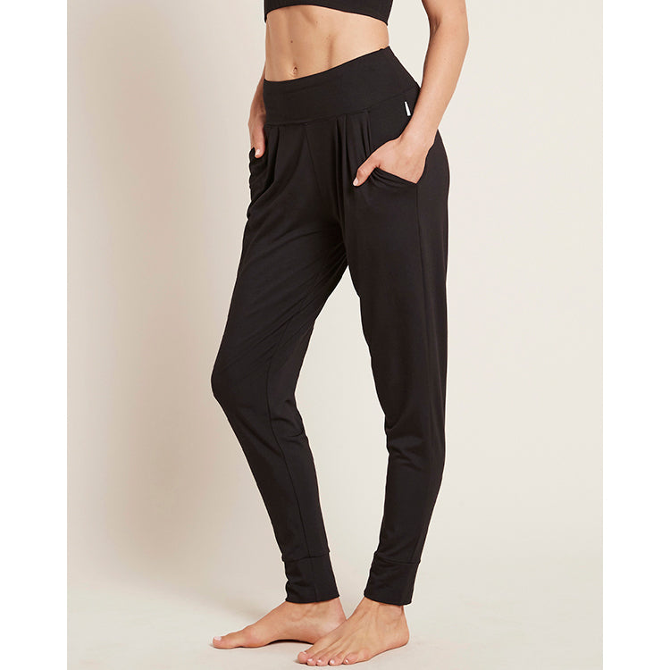 BOODY Downtime Lounge Pants - Bamboo Rayon Relaxed Tapered Pants (Black/Storm)