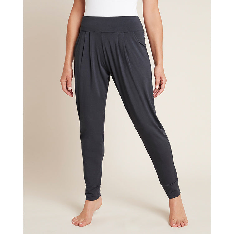 BOODY Downtime Lounge Pants - Bamboo Rayon Relaxed Tapered Pants (Black/Storm)