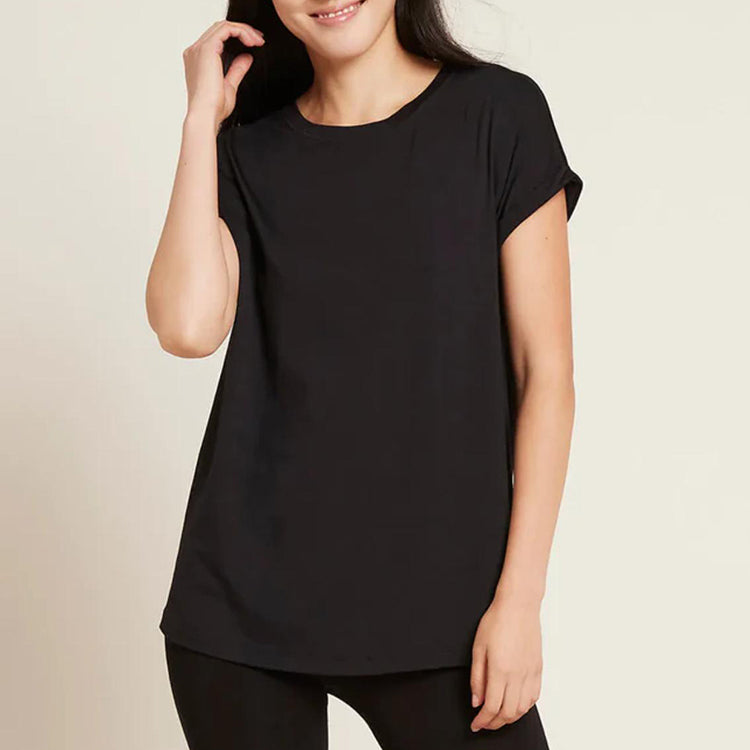 BOODY Downtime Lounge Top – Bamboo-Rayon Relaxed Fit (Black/White/Storm)