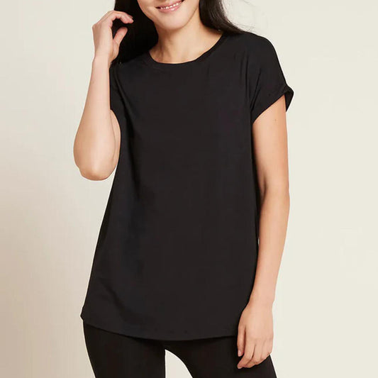 BOODY Downtime Lounge Top – Bamboo-Rayon Relaxed Fit (Black/White/Storm)