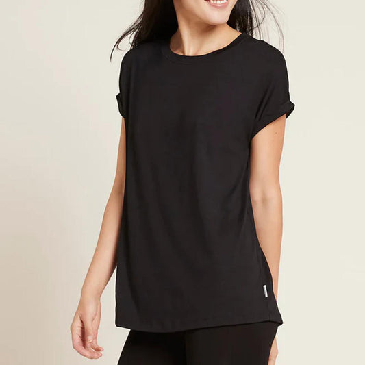 BOODY Downtime Lounge Top – Bamboo-Rayon Relaxed Fit (Black/White/Storm)