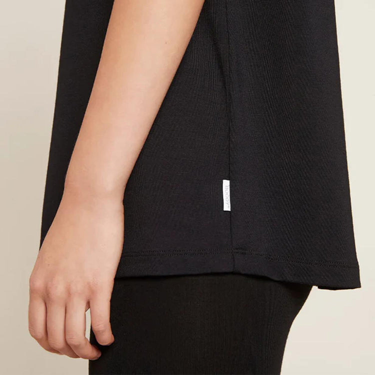 BOODY Downtime Lounge Top – Bamboo-Rayon Relaxed Fit (Black/White/Storm)