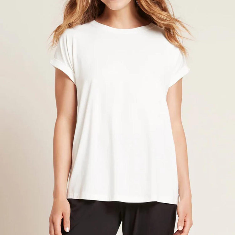 BOODY Downtime Lounge Top – Bamboo-Rayon Relaxed Fit (Black/White/Storm)