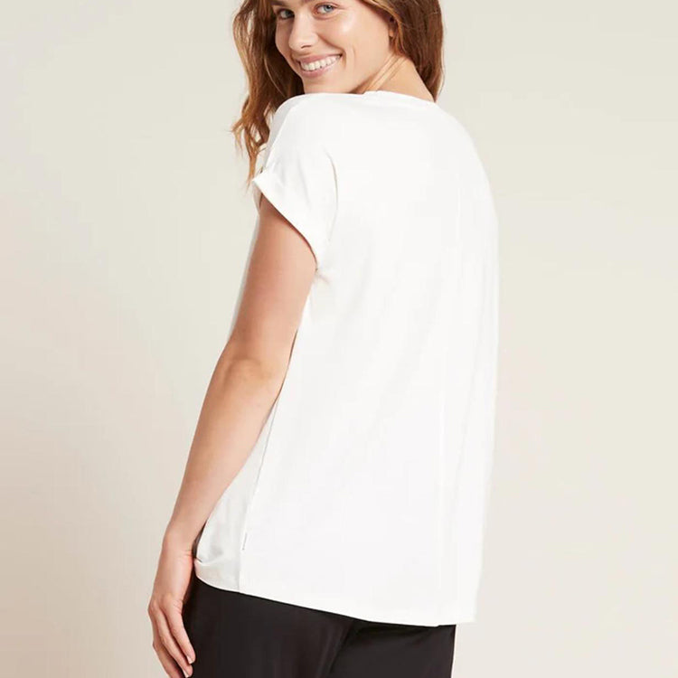 BOODY Downtime Lounge Top – Bamboo-Rayon Relaxed Fit (Black/White/Storm)