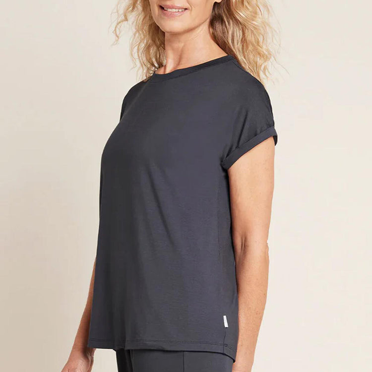 BOODY Downtime Lounge Top – Bamboo-Rayon Relaxed Fit (Black/White/Storm)