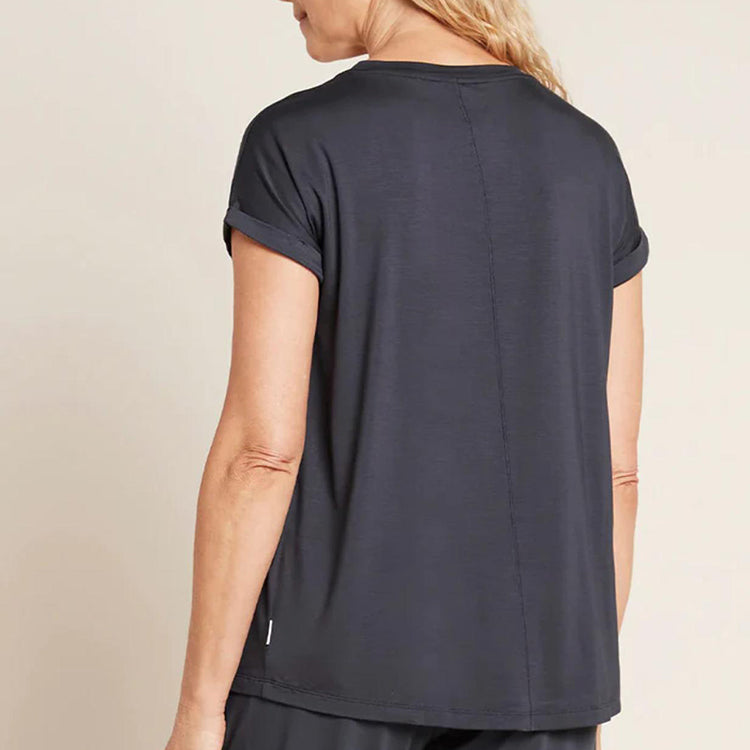 BOODY Downtime Lounge Top – Bamboo-Rayon Relaxed Fit (Black/White/Storm)