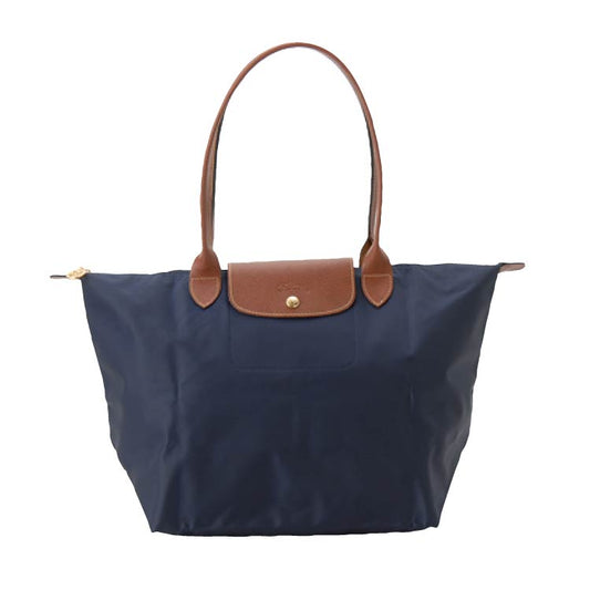 LONGCHAMP Nylon & Leather Shoulder Bag – MARINE / NOIR / PAPIER | 2025 SUMMER Collection