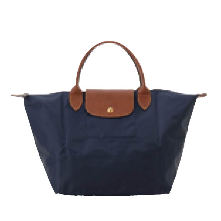 LONGCHAMP Nylon & Leather Tote Bag – PAPIER / NOIR / MARINE | 2025 SUMMER Collection