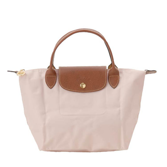 LONGCHAMP Small Nylon & Leather Tote Bag – Noir / Papier | 2025 SUMMER Collection