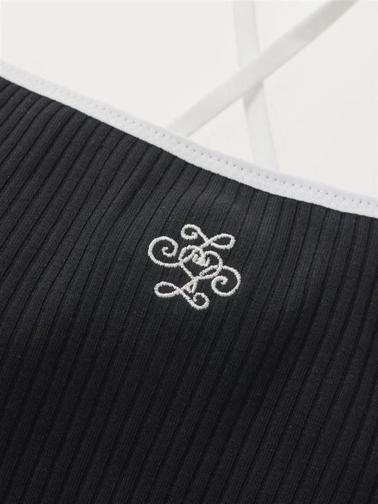 [Cross-Back Detail] Embroidered Cup-Integrated Camisole | No Bra Needed, Quick-Dry Comfort
