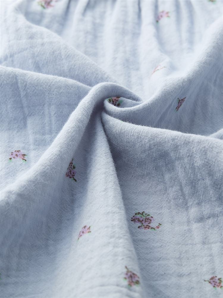Cotton 100% Double Gauze Floral Frill Long-Sleeve Pajamas