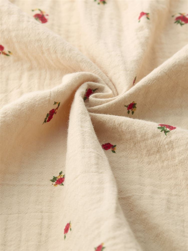 Cotton 100% Double Gauze Floral Frill Long-Sleeve Pajamas