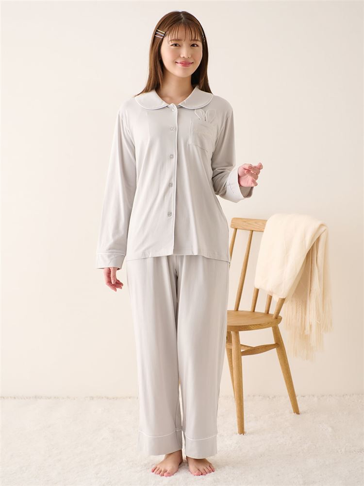 Temperature-Regulating Pajamas | Bunny Ear Pocket Button-Front Loungewear