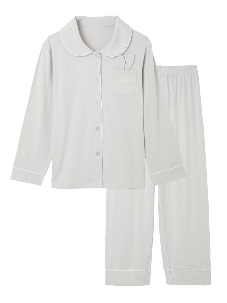 Temperature-Regulating Pajamas | Bunny Ear Pocket Button-Front Loungewear