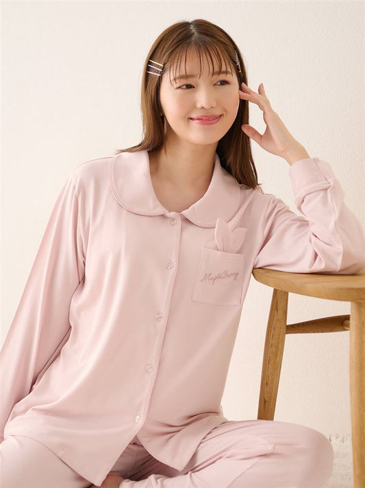 Temperature-Regulating Pajamas | Bunny Ear Pocket Button-Front Loungewear