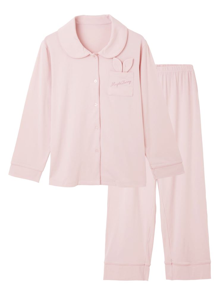 Temperature-Regulating Pajamas | Bunny Ear Pocket Button-Front Loungewear