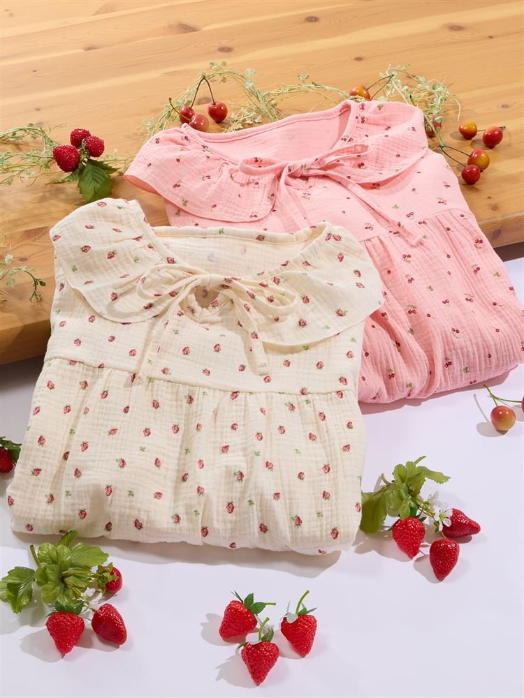 100% Cotton Fruit Print Gauze Nightdress | Soft, Breathable & Cute Loungewear