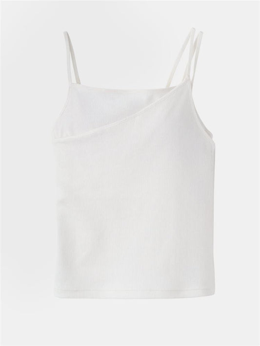 Asymmetrical Ribbed Camisole with Underwire Cups | Built-In Bra & Sculpted Fit