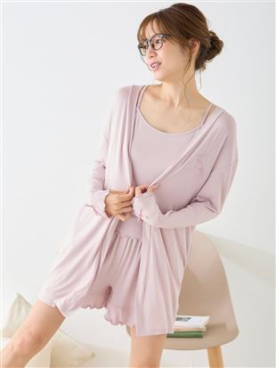 3-Piece Loungewear Set – Camisole, Shorts & Long Cardigan for Effortless Feminine Comfort
