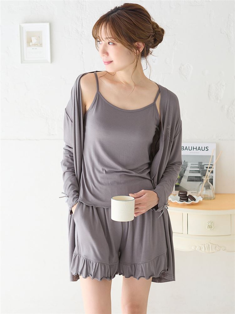 3-Piece Loungewear Set – Camisole, Shorts & Long Cardigan for Effortless Feminine Comfort