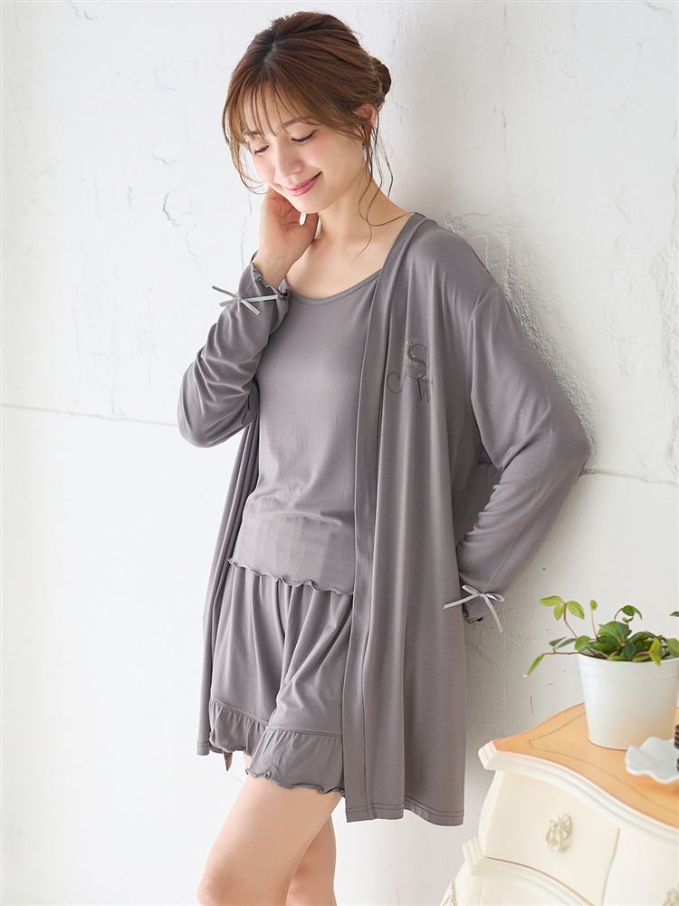 3-Piece Loungewear Set – Camisole, Shorts & Long Cardigan for Effortless Feminine Comfort