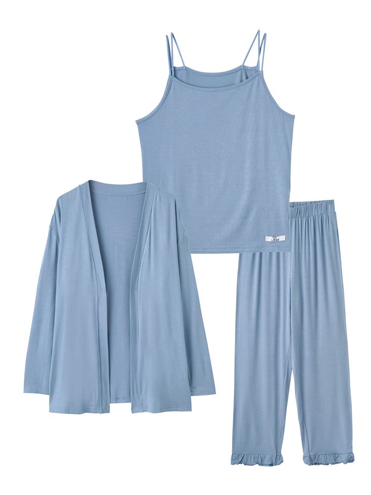 3-Piece Loungewear Set – Camisole, Long Pants & Cardigan for Elegant Everyday Comfort