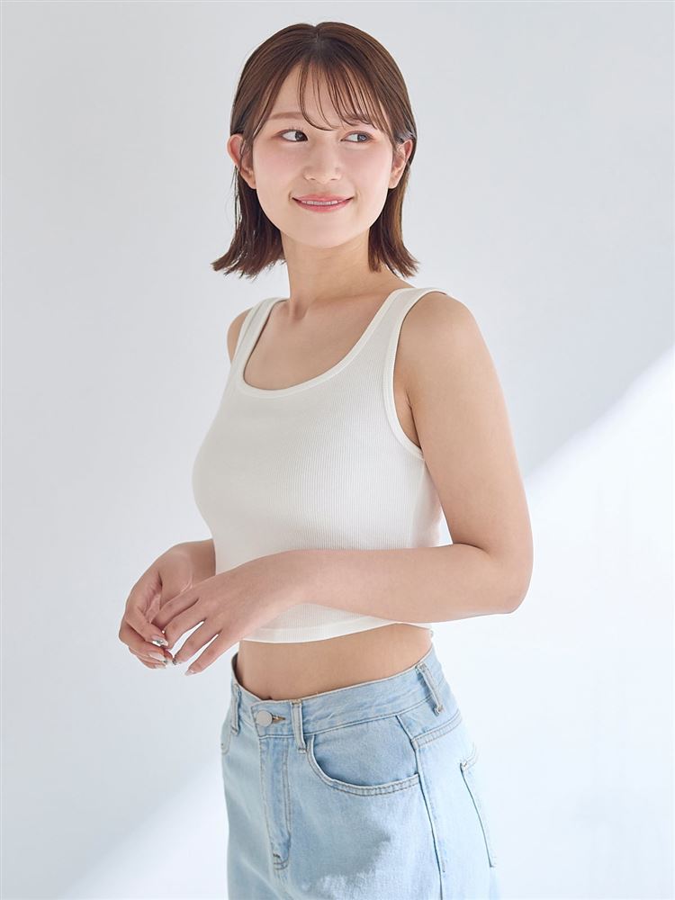 [Cool to the Touch] Cotton-Blend Ribbed Cropped Tank Top | Quick-Dry & Breathable Summer Essential
