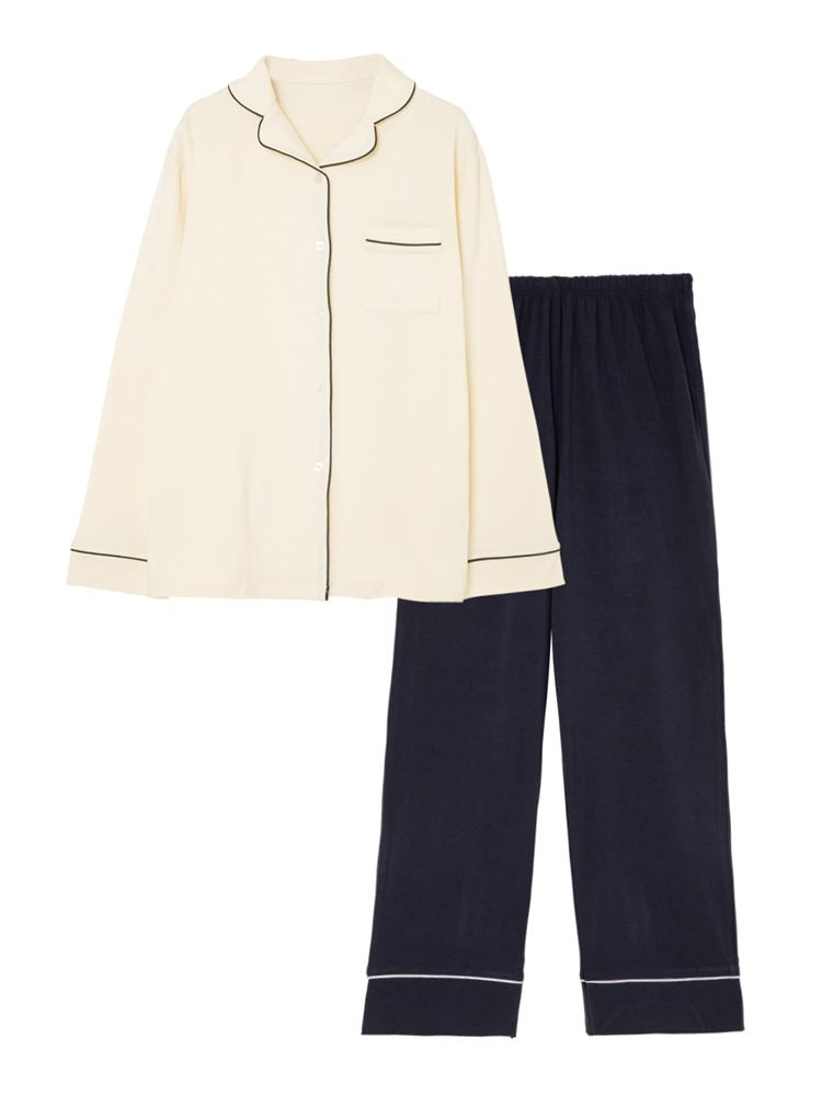 Temperature-Regulating Front-Open Long-Sleeve Pajamas | All-Season Comfort Sleepwear