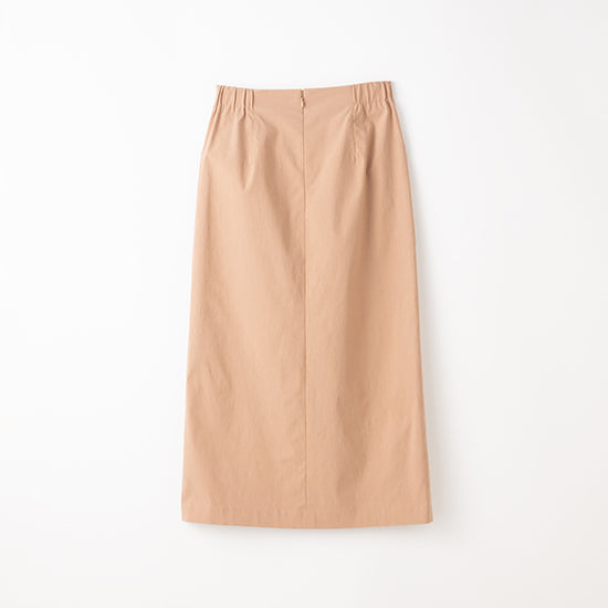 High-Stretch Washable Pocketed Pencil Skirt – Camel Brown / Pink