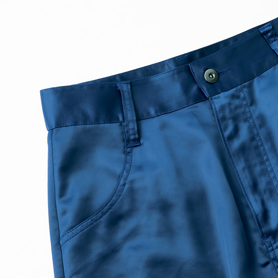 S・girasole Satin Tapered Pants – Relaxed Fit with Denim Details