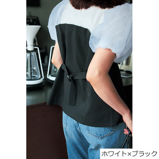 THREE SQUARE Bustier-Style Layered Blouse with Tulle Sleeves – Adjustable Back Belt – 3 Color Options