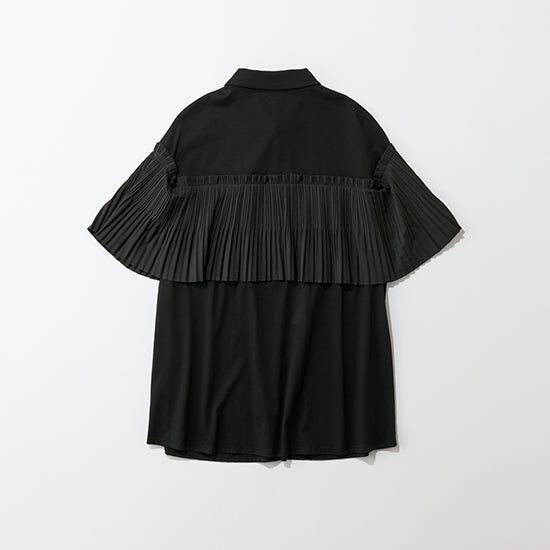 Fellini Decorative Pleated Collar Cotton Top Sophisticated Pleats with Everyday Ease