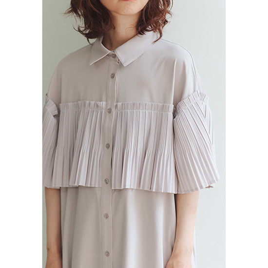Fellini Decorative Pleated Collar Cotton Top Sophisticated Pleats with Everyday Ease