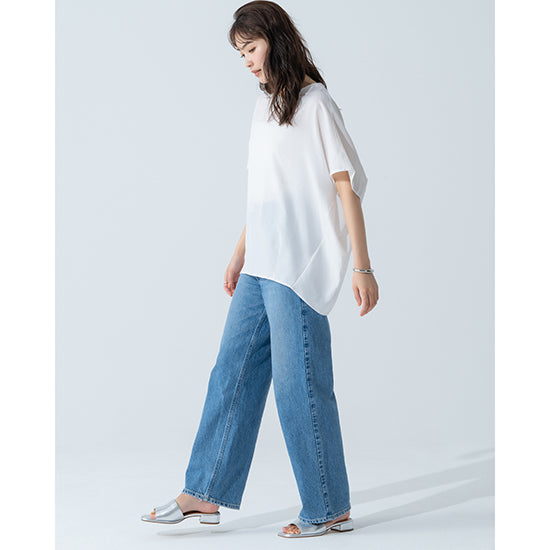 Dignite Collier Stretch Chiffon Dolman Blouse (White/Charcoal)