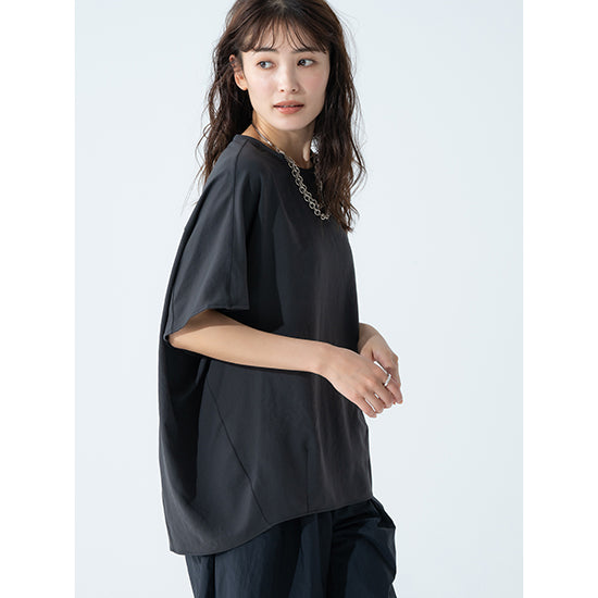 Dignite Collier Stretch Chiffon Dolman Blouse (White/Charcoal)