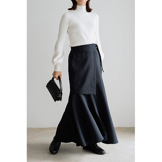 RISLEY Tailored Wrap Skirt in Navy – Polished & Versatile