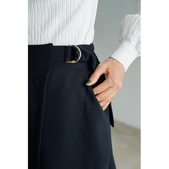 RISLEY Tailored Wrap Skirt in Navy – Polished & Versatile