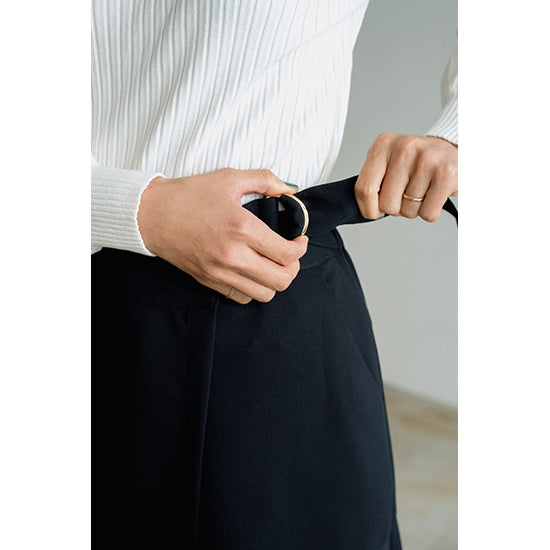 RISLEY Tailored Wrap Skirt in Navy – Polished & Versatile