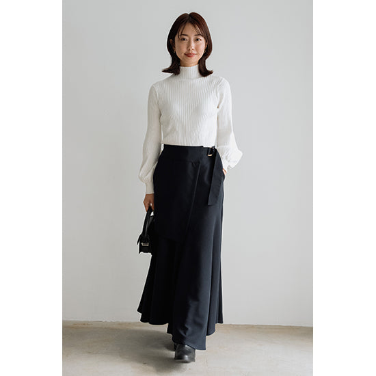 RISLEY Tailored Wrap Skirt in Navy – Polished & Versatile
