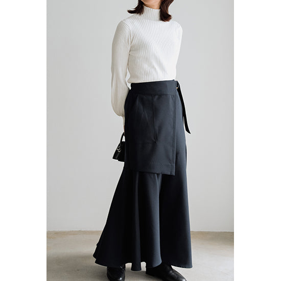 RISLEY Tailored Wrap Skirt in Navy – Polished & Versatile
