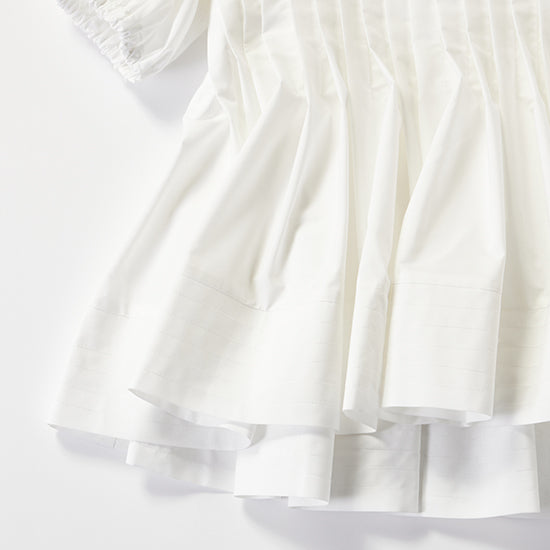 THREE SQUARE Pleated Tuck Blouse with Balloon Sleeves – Elegant Back Zipper – Cotton Blend