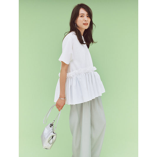 THREE SQUARE Peplum Combo Half-Sleeve Pullover Statement Style Meets Everyday Comfort
