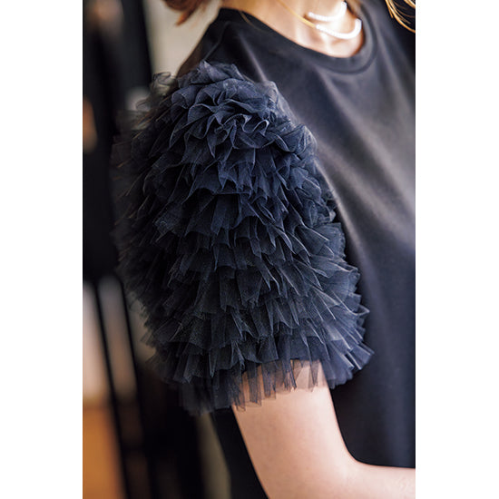 SECRET TROPHY Tulle Sleeve Pullover – Feminine Puff Sleeves Meets Everyday Comfort